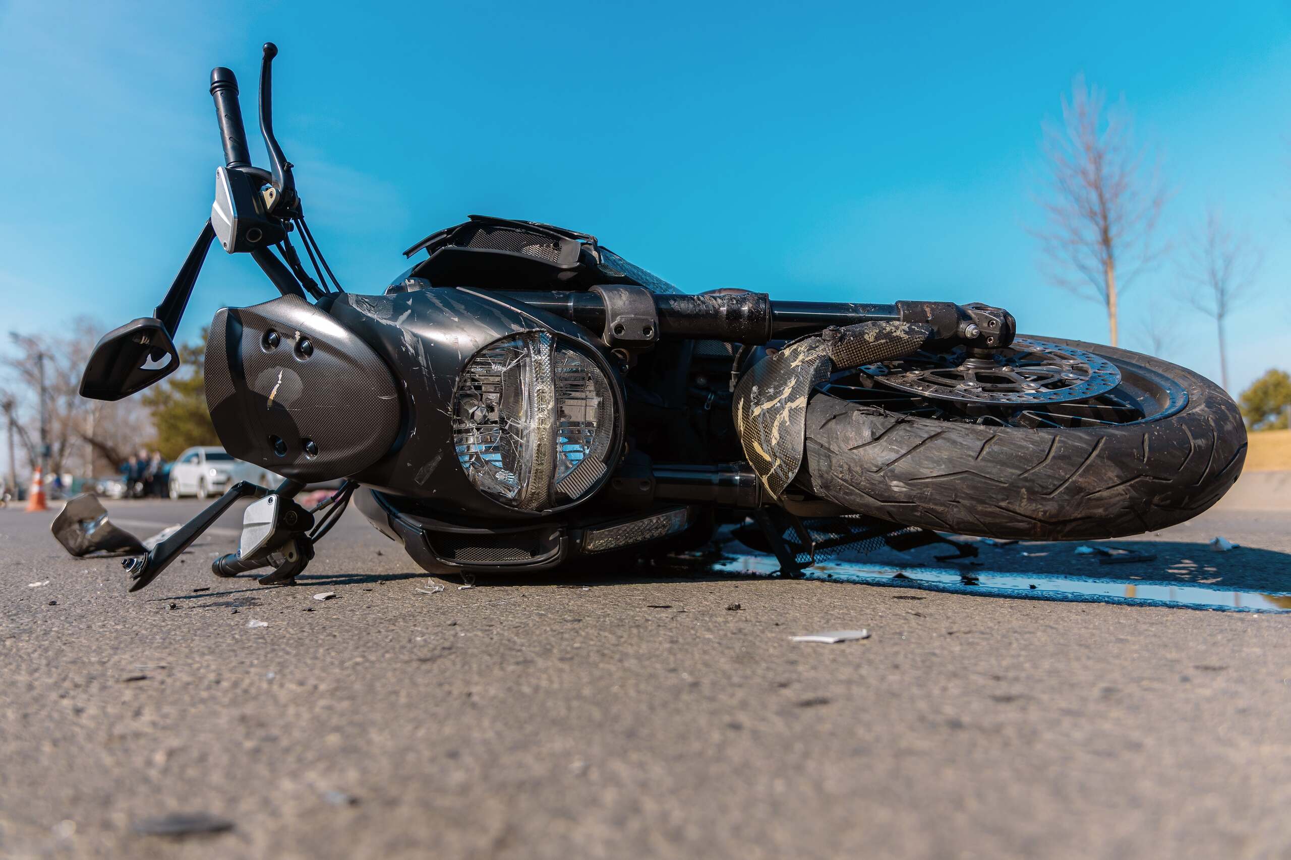 The aftermath of a crash where a rider can pursue pain and suffering damages because they are automatically “full tort” under PA motorcycle insurance laws.