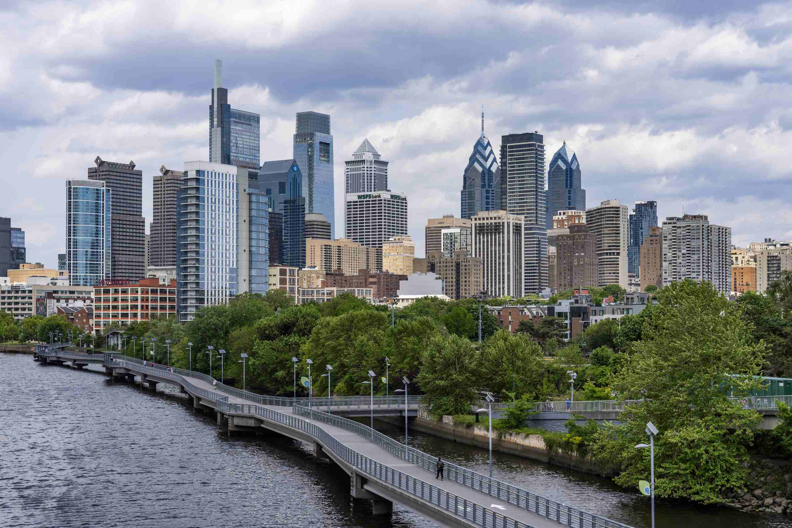 The Philadelphia skyline along the river represents the region represented by Pennsylvania Catastrophic Injury Lawyers.